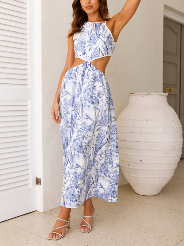 Tropical Blue Cutout Dress for Summer Weddings Cocktail Dresses | Chuzko.com