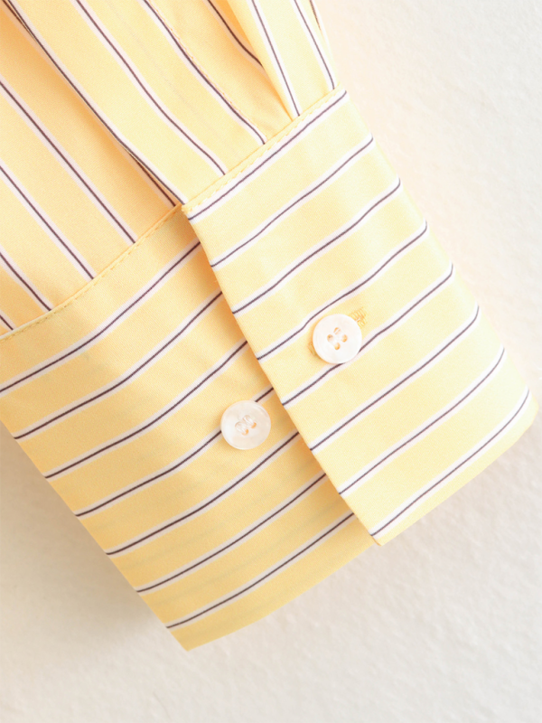 Oversized Yellow Blouse Women Striped Shirt with Long Sleeves | Chuzko.com