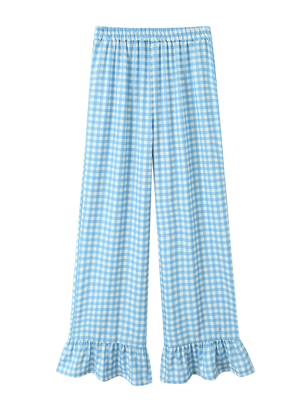 Lounge Gingham Pants for Relaxing Days Pants | Chuzko.com