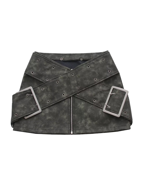 Edgy Faux Suede Rebel Mini Skirt	