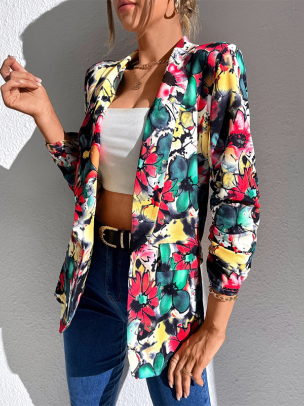 Women Floral Shawl Blazer for Professional Settings Blazers | Chuzko.com