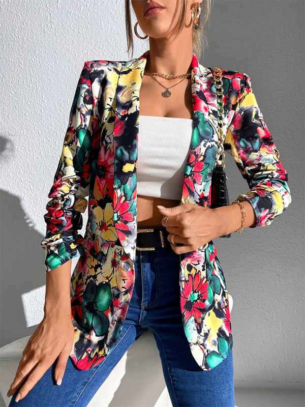 Women Floral Shawl Blazer for Professional Settings Blazers | Chuzko.com