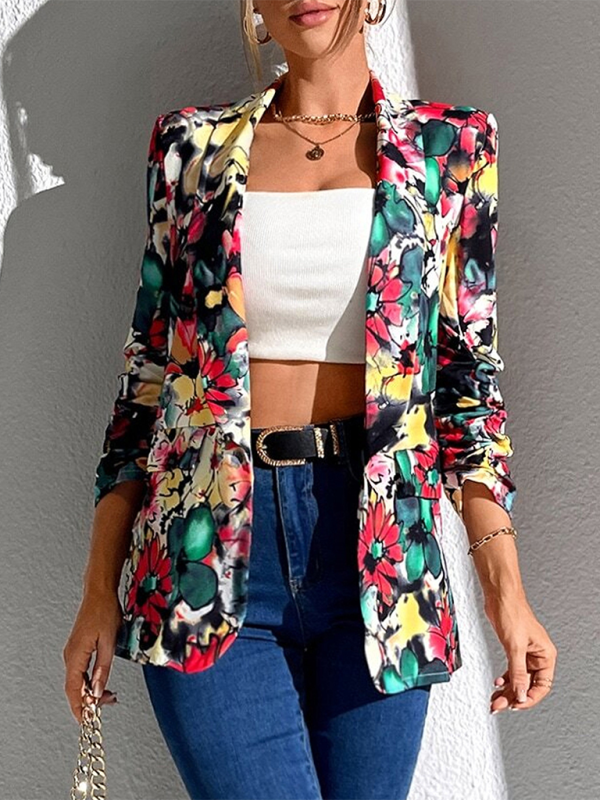 Women Floral Shawl Blazer for Professional Settings Blazers | Chuzko.com