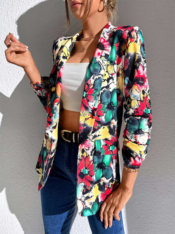 Women Floral Shawl Blazer for Professional Settings Blazers | Chuzko.com