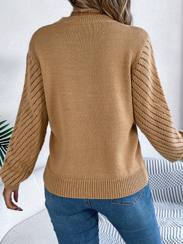 Knit Sweater with Bishop Sleeves for Stylish Layering Sweaters | Chuzko.com