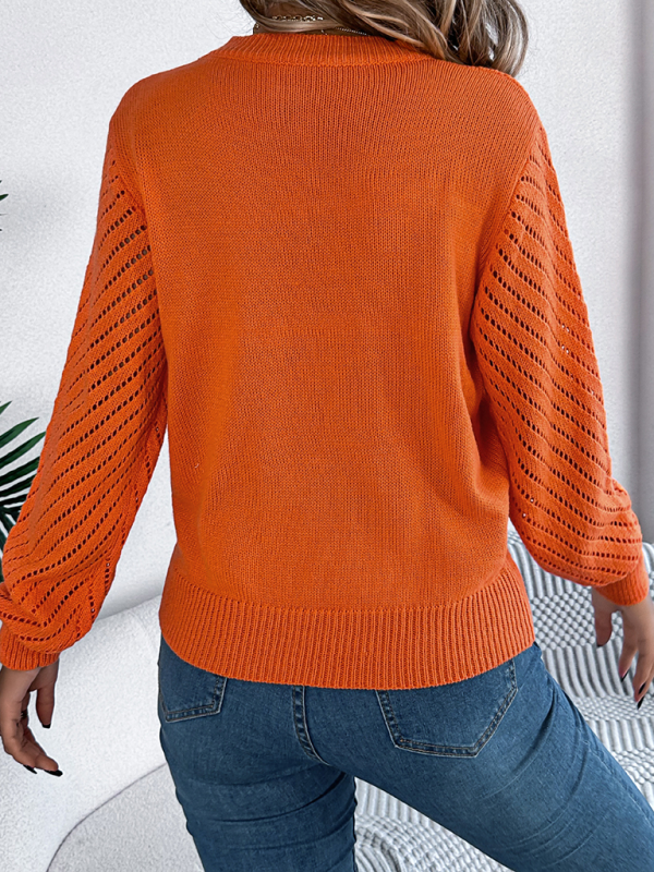 Knit Sweater with Bishop Sleeves for Stylish Layering Sweaters | Chuzko.com