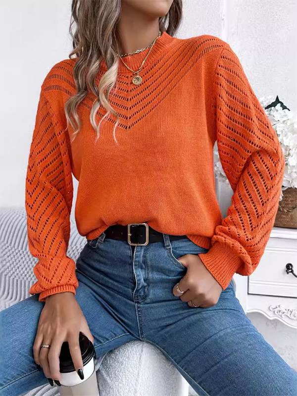 Knit Sweater with Bishop Sleeves for Stylish Layering Sweaters | Chuzko.com