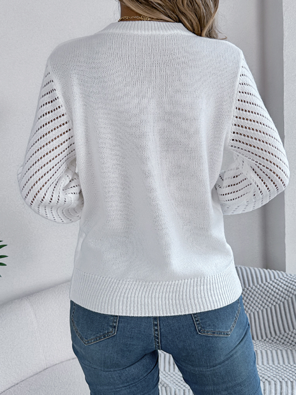 Knit Sweater with Bishop Sleeves for Stylish Layering Sweaters | Chuzko.com