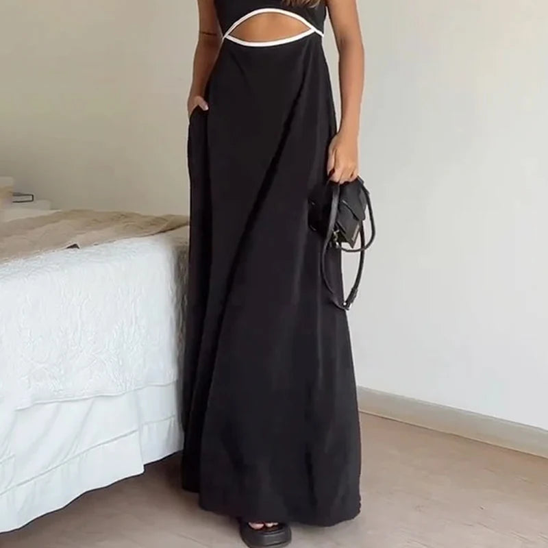 Black Party Maxi Dress with Unique Cut-Outs Maxi Dresses | Chuzko.com