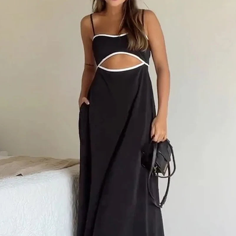 Black Party Maxi Dress with Unique Cut-Outs Maxi Dresses | Chuzko.com