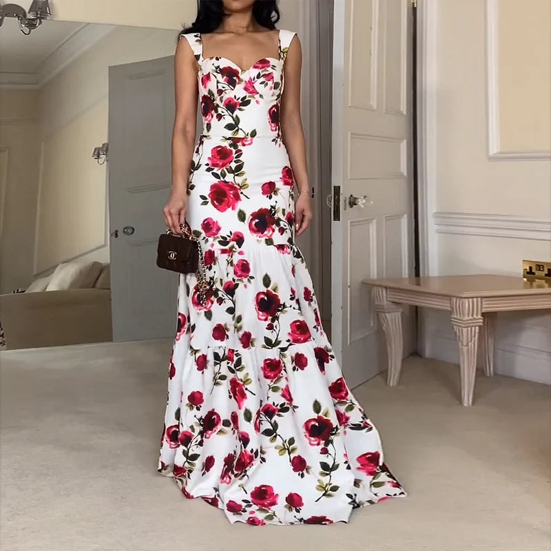 Garden Wedding Floral Maxi Dress Elegant Dresses | Chuzko.com