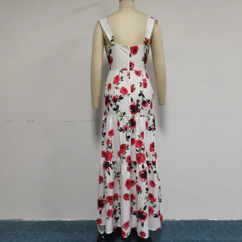 Garden Wedding Floral Maxi Dress Elegant Dresses | Chuzko.com