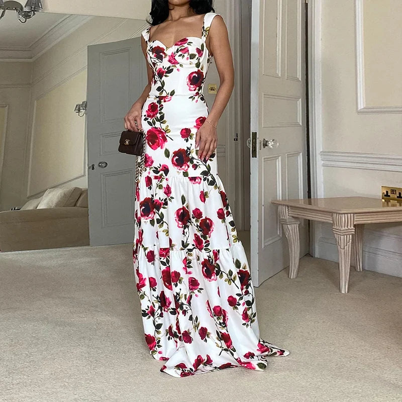 Garden Wedding Floral Maxi Dress	