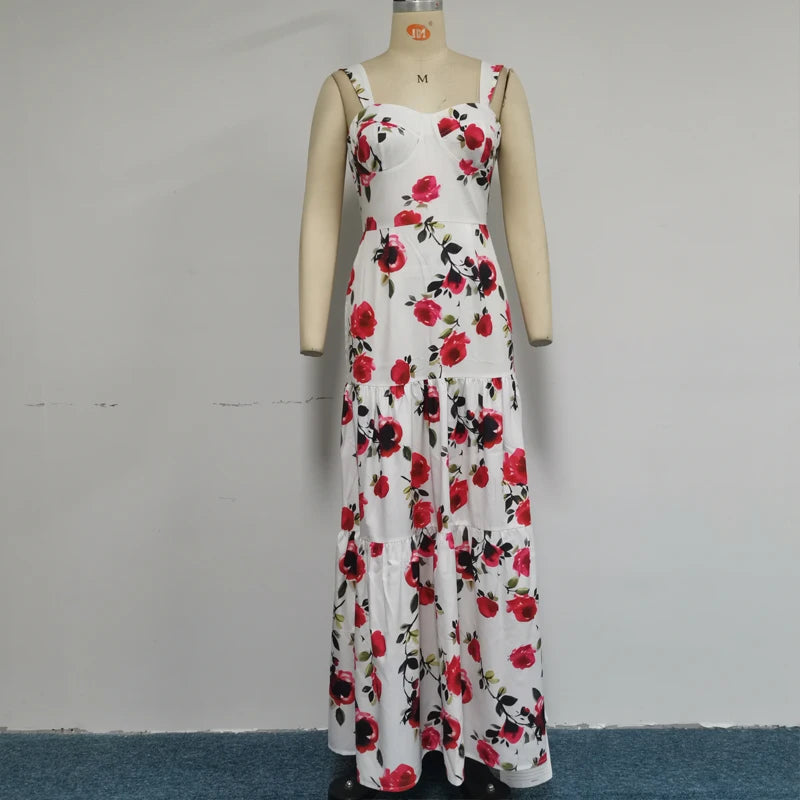 Garden Wedding Floral Maxi Dress Elegant Dresses | Chuzko.com