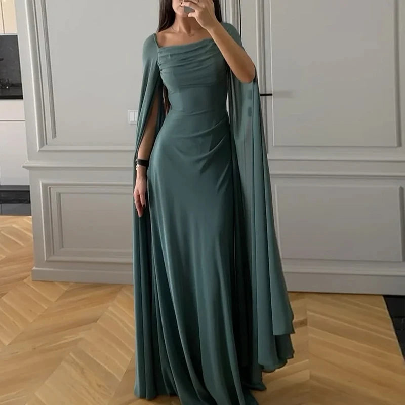 Elegant Square Neck Gown Dress for Black-tie Events	