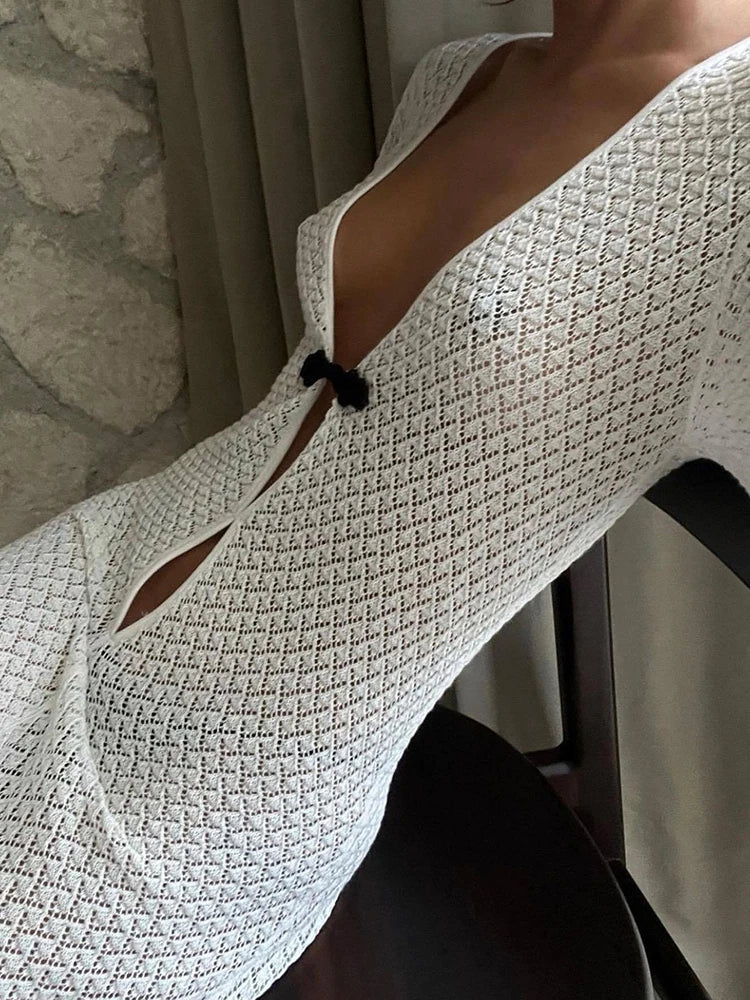 Open Knitting Vacation Cover-Up Dress Vacation Dresses | Chuzko.com