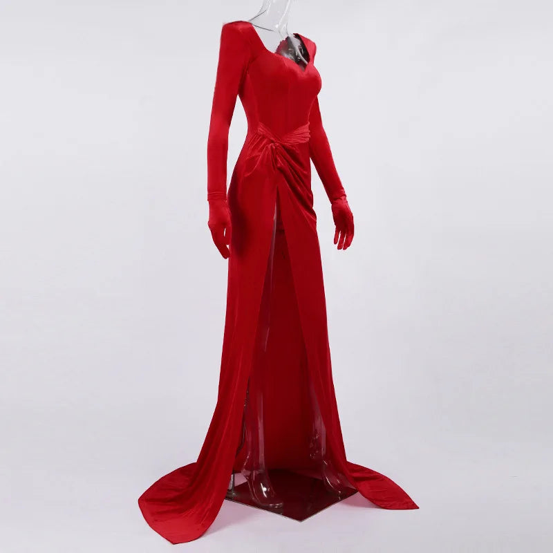 Velvet Gown Evening Dress for Winter Galas Elegant Dresses | Chuzko.com