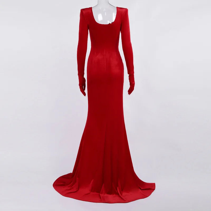 Velvet Gown Evening Dress for Winter Galas Elegant Dresses | Chuzko.com