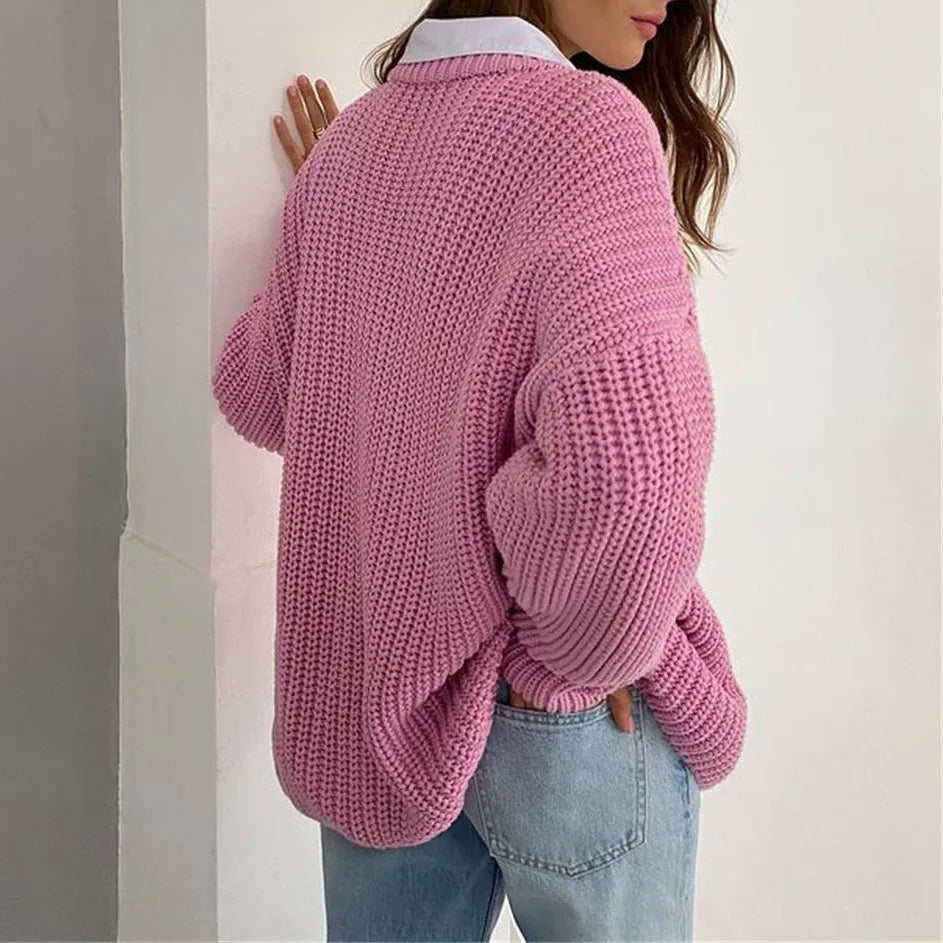 Crew Neck Loose Sweater for Chill Days Sweaters | Chuzko.com