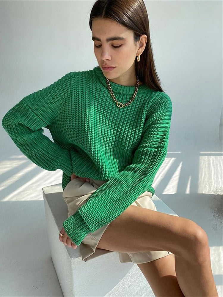 Crew Neck Loose Sweater for Chill Days Sweaters | Chuzko.com