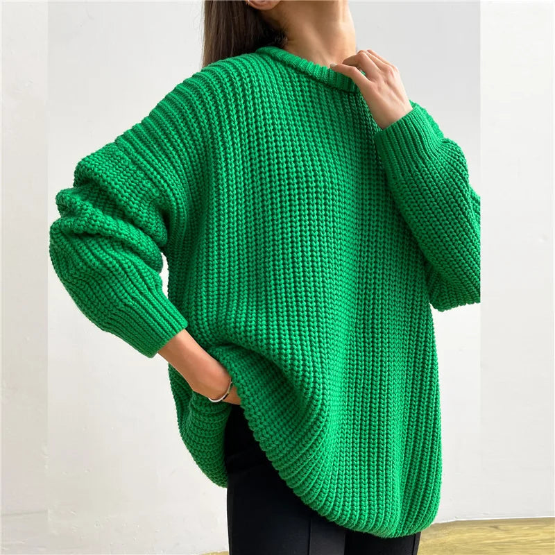 Crew Neck Loose Sweater for Chill Days Sweaters | Chuzko.com