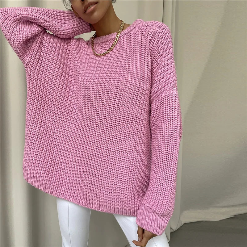 Crew Neck Loose Sweater for Chill Days Sweaters | Chuzko.com