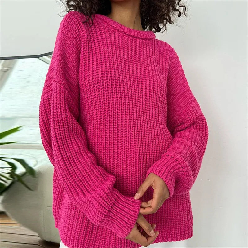 Crew Neck Loose Sweater for Chill Days Sweaters | Chuzko.com