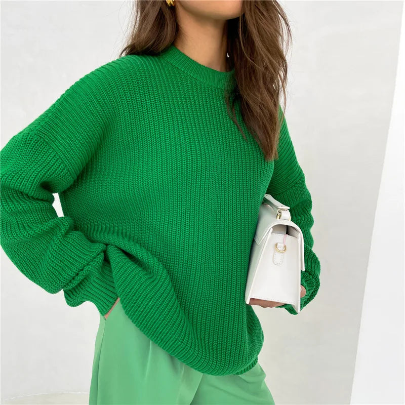 Crew Neck Loose Sweater for Chill Days Sweaters | Chuzko.com