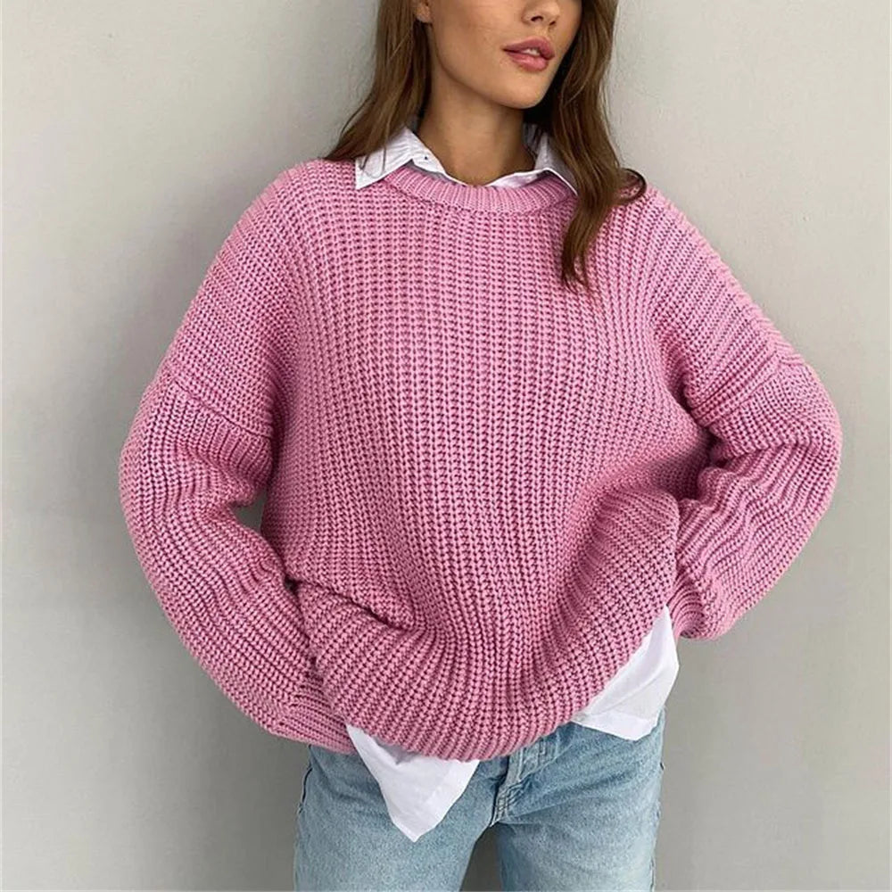 Crew Neck Loose Sweater for Chill Days Sweaters | Chuzko.com