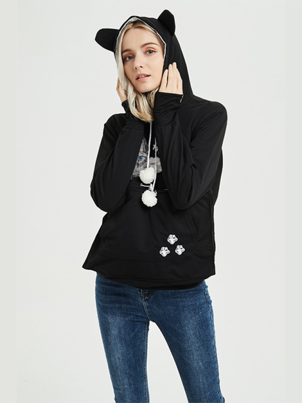 Purr-fectly Cute Cat-Themed Hoodie with Ears Women Hoodies | Chuzko.com