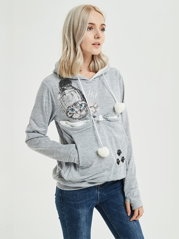 Purr-fectly Cute Cat-Themed Hoodie with Ears Women Hoodies | Chuzko.com