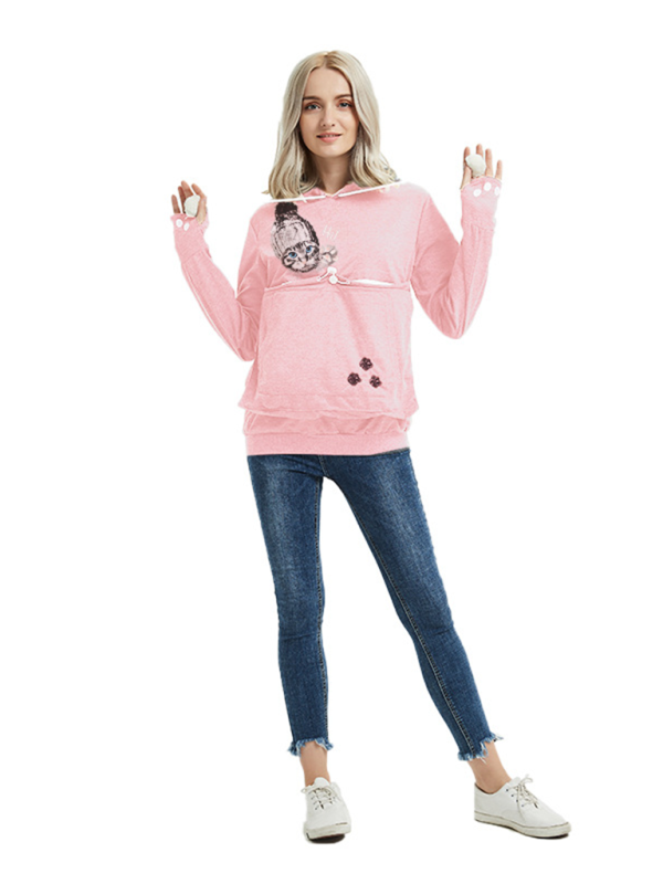 Purr-fectly Cute Cat-Themed Hoodie with Ears Women Hoodies | Chuzko.com