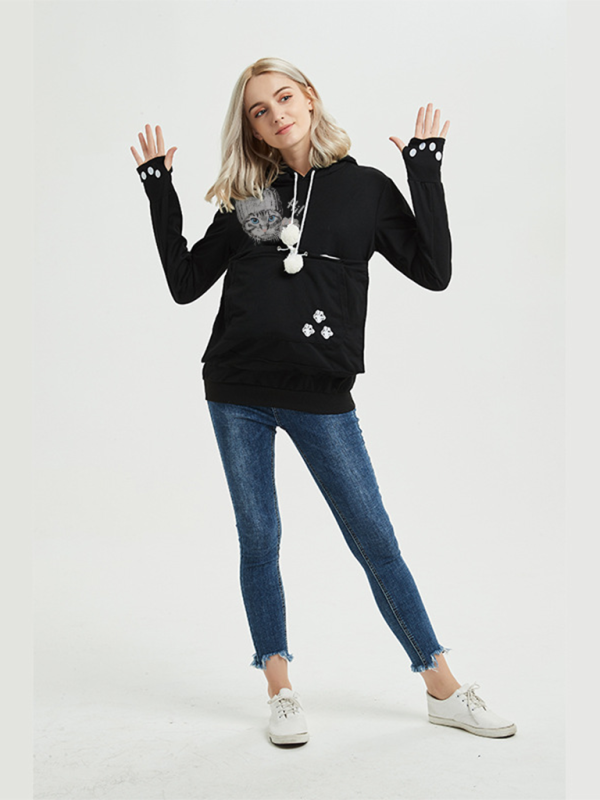 Purr-fectly Cute Cat-Themed Hoodie with Ears Women Hoodies | Chuzko.com