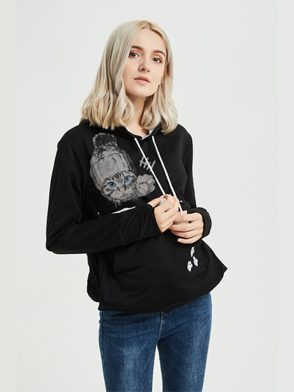 Purr-fectly Cute Cat-Themed Hoodie with Ears Women Hoodies | Chuzko.com