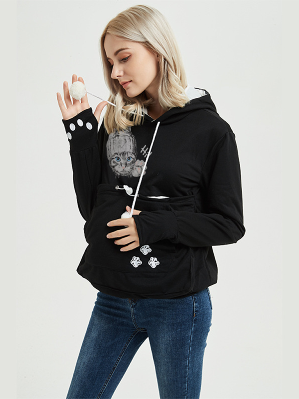 Purr-fectly Cute Cat-Themed Hoodie with Ears Women Hoodies | Chuzko.com