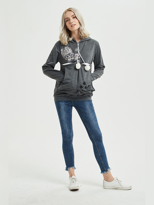 Purr-fectly Cute Cat-Themed Hoodie with Ears Women Hoodies | Chuzko.com