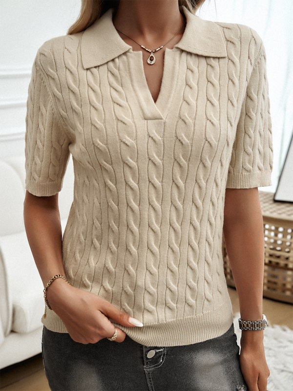 Cable Knit Top Sweater Polo for Women Sweaters Top | Chuzko.com