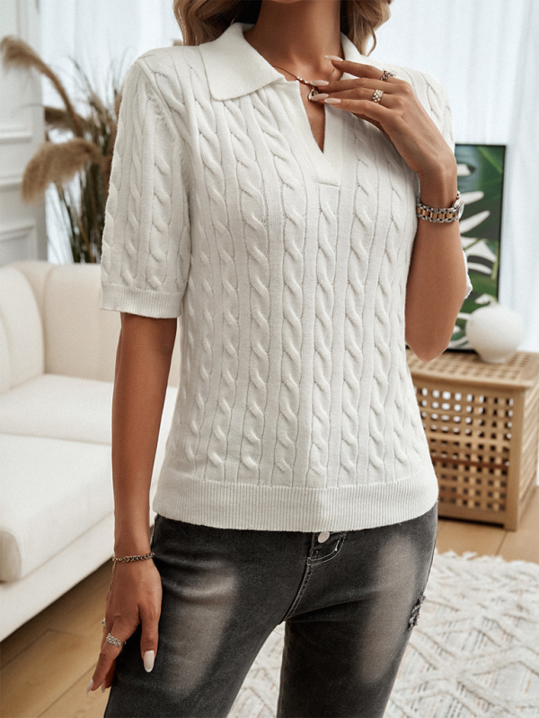 Cable Knit Top Sweater Polo for Women Sweaters Top | Chuzko.com