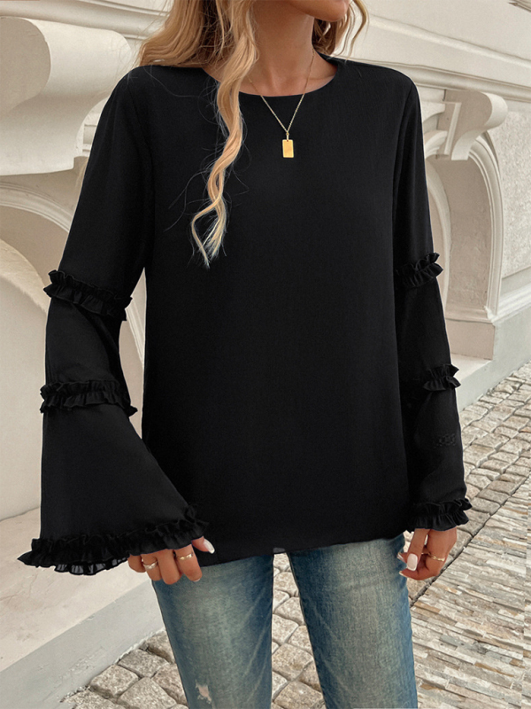 The Ruffle Sleeve Blouse for Woman Blouses | Chuzko.com