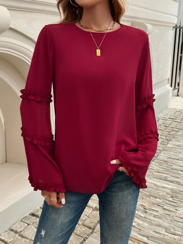 The Ruffle Sleeve Blouse for Woman Blouses | Chuzko.com