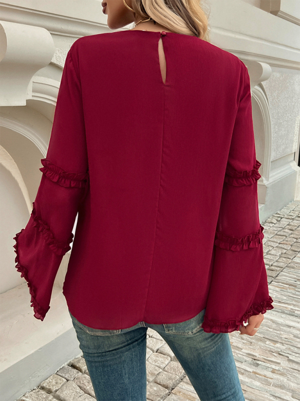 The Ruffle Sleeve Blouse for Woman Blouses | Chuzko.com