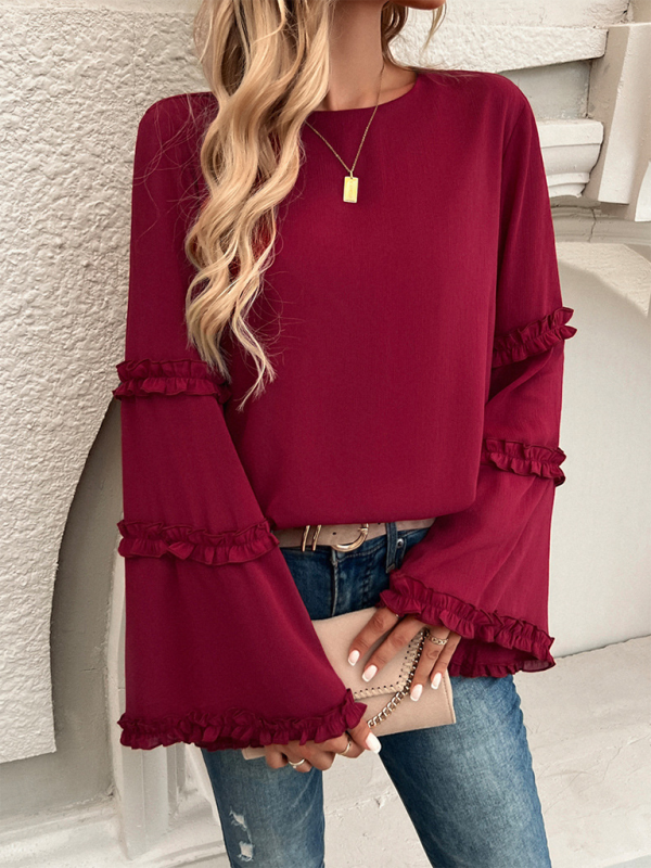 The Ruffle Sleeve Blouse for Woman Blouses | Chuzko.com