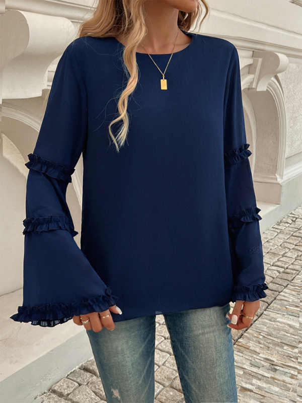 The Ruffle Sleeve Blouse for Woman Blouses | Chuzko.com