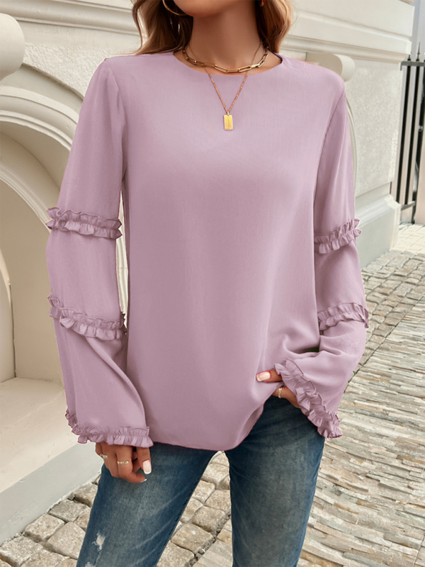 The Ruffle Sleeve Blouse for Woman Blouses | Chuzko.com