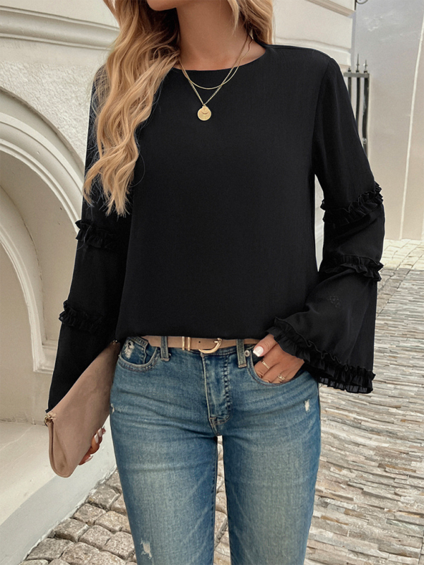 The Ruffle Sleeve Blouse for Woman Blouses | Chuzko.com