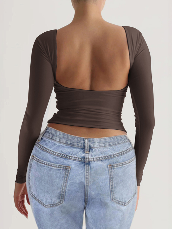 Backless Long Sleeve Top for Women Backless Tops | Chuzko.com