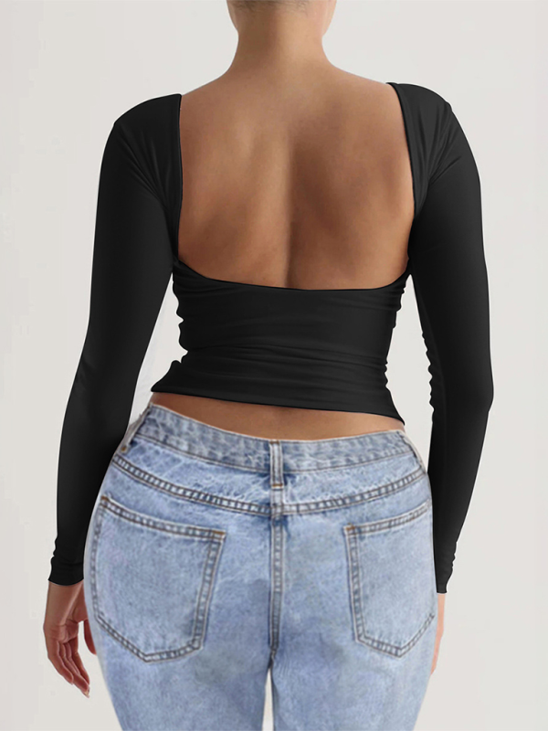 Backless Long Sleeve Top for Women Backless Tops | Chuzko.com