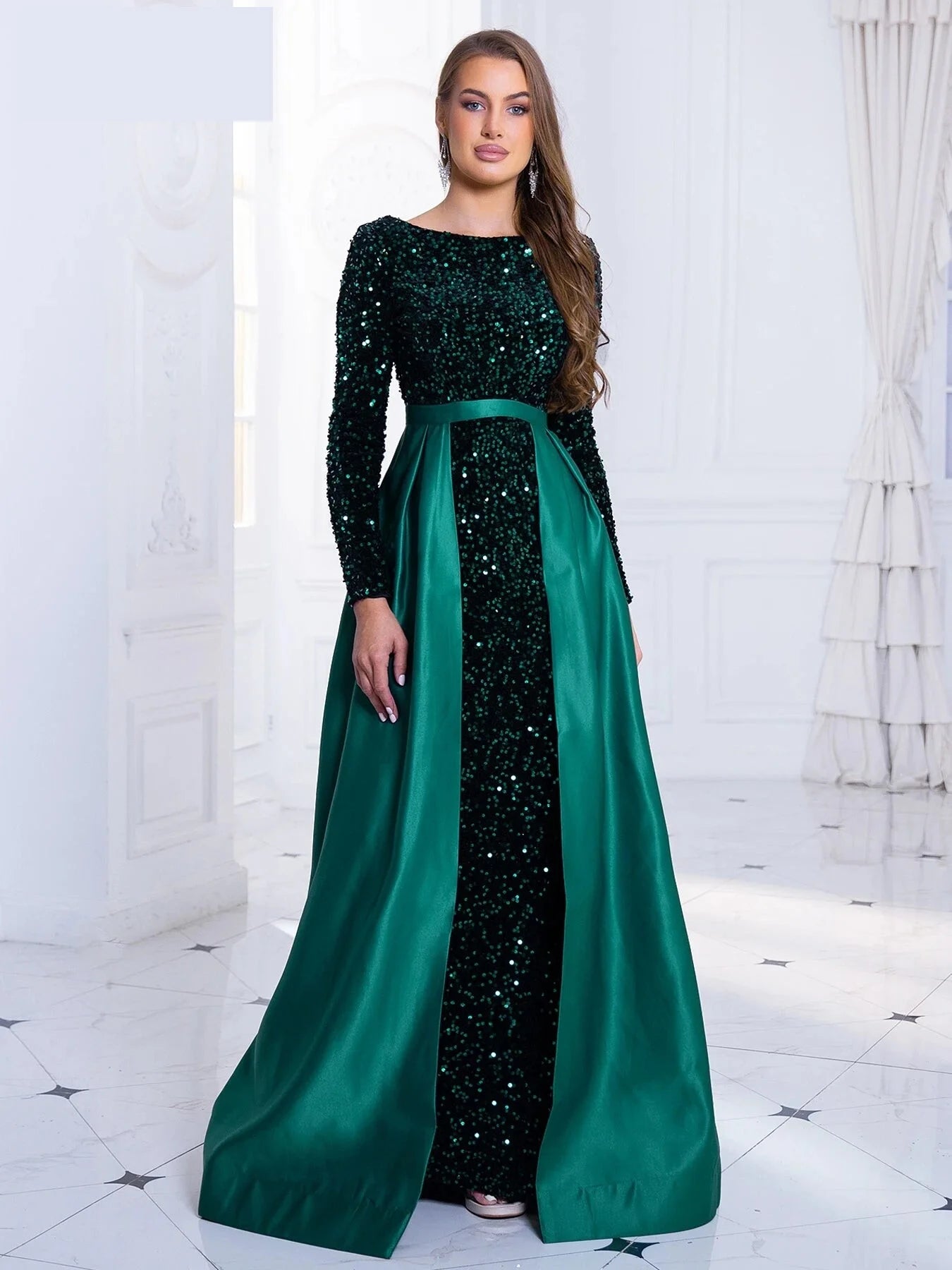 Elegant Mermaid Gown Formal Dress with Detachable Train Elegant | Chuzko.com