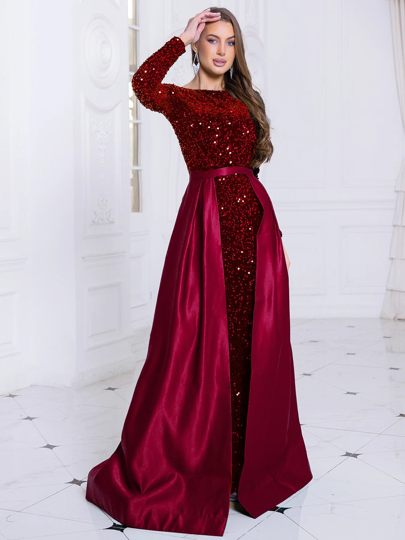 Elegant Mermaid Gown Formal Dress with Detachable Train Elegant | Chuzko.com