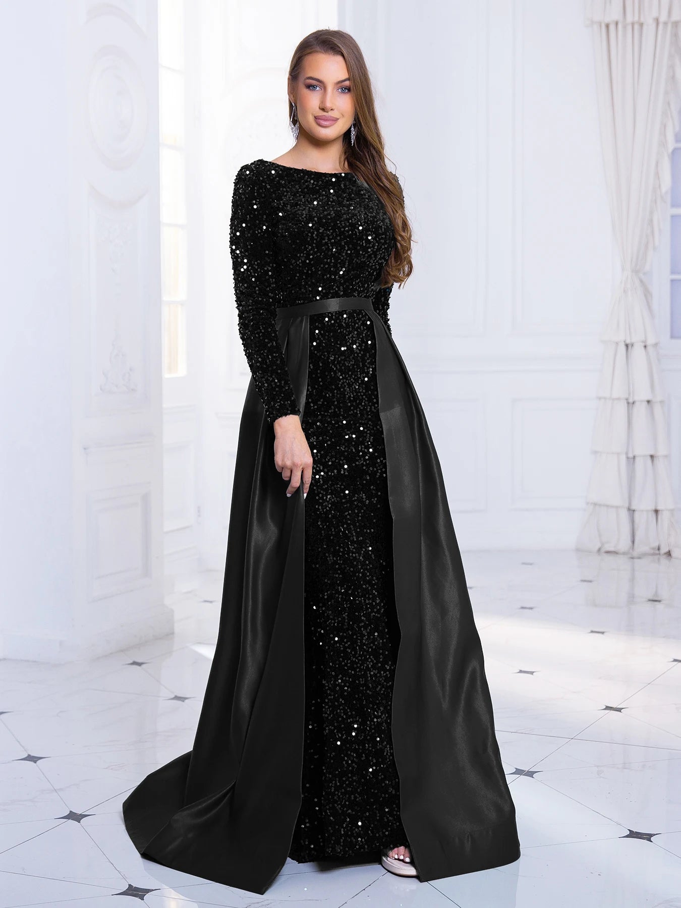 Elegant Mermaid Gown Formal Dress with Detachable Train Elegant | Chuzko.com